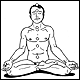Man in yoga posture - the chakras of the body